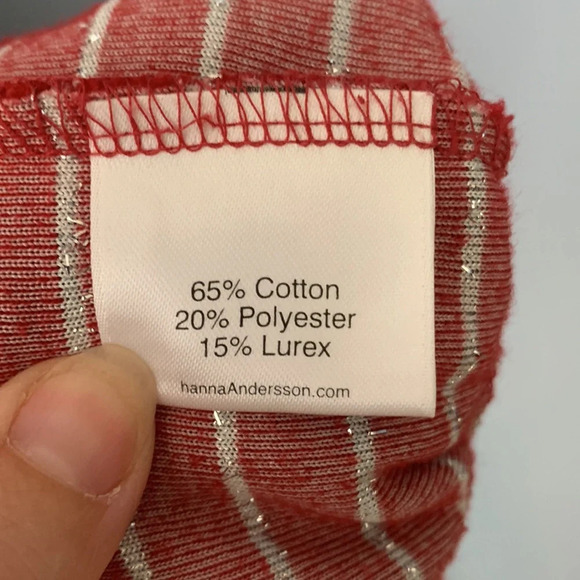 Hanna Andersson size 110 US 5 dark red velvet long sleeve silver stripes tiered - Picture 6 of 6